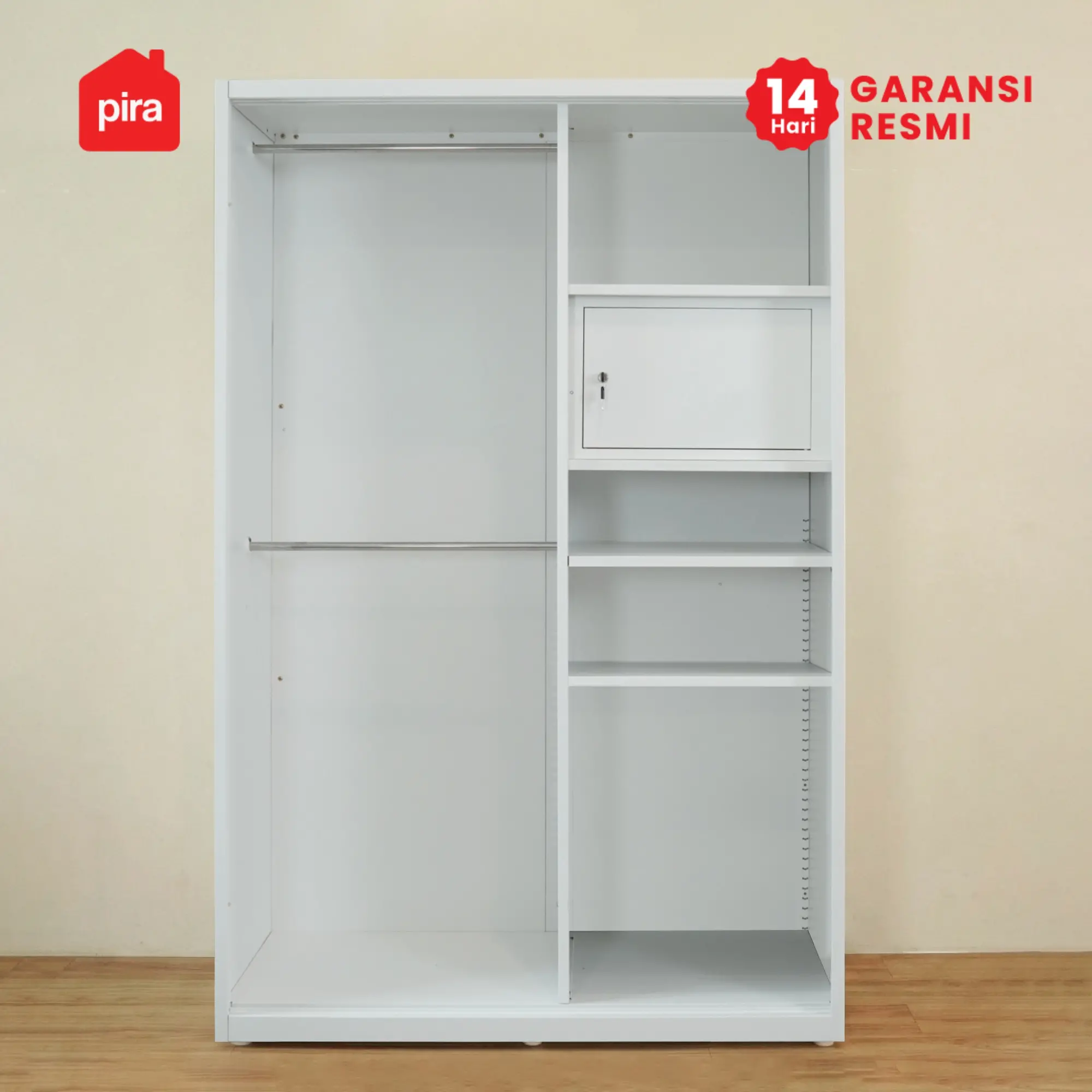 PIRA - SCHON AVA 120 MWDSL LEMARI PAKAIAN BESI SLIDING / PINTU GESER warna WHITE - PIRA - foto 6