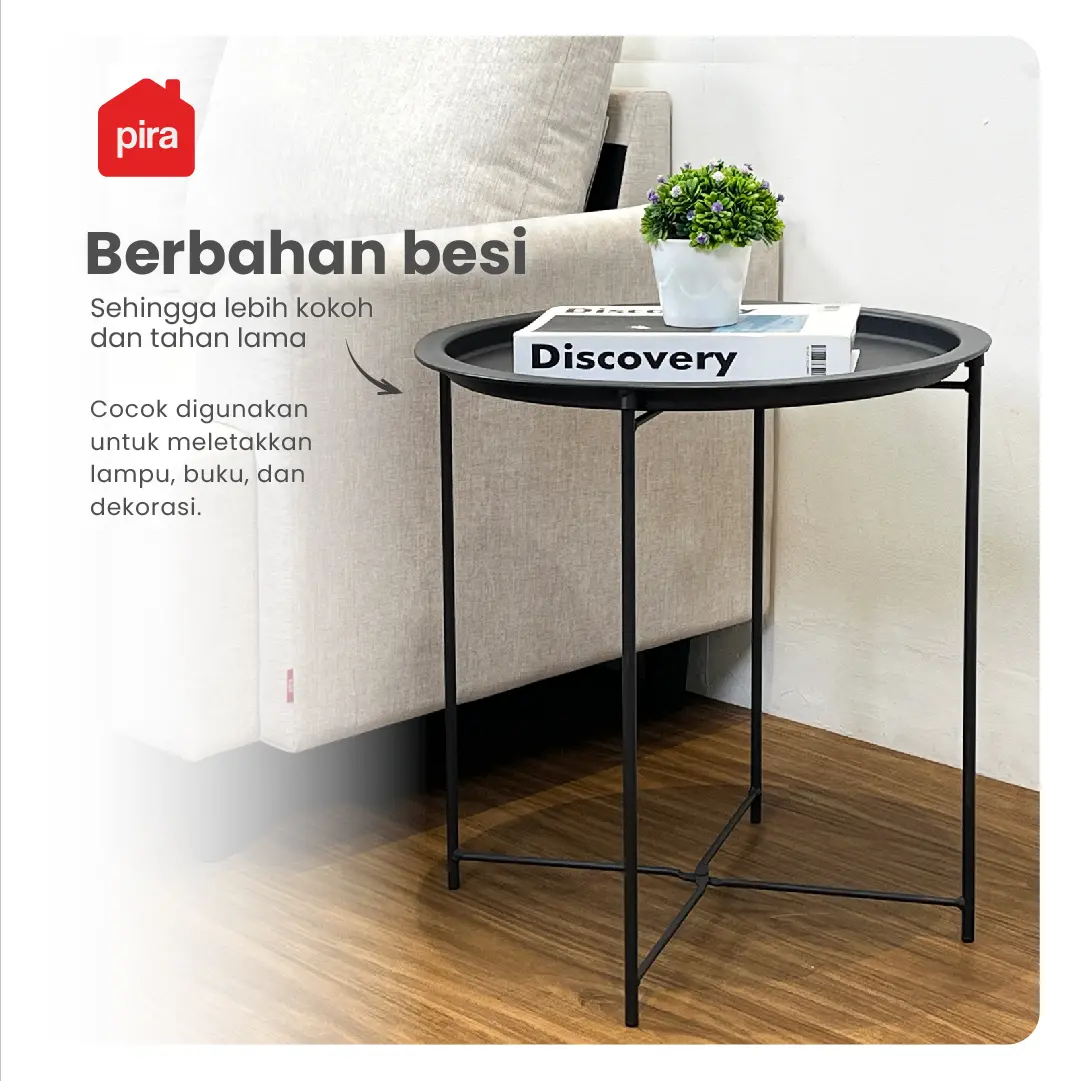 PIRA - NETA MET47 MEJA LIPAT / MEJA PORTABLE / MEJA SAMPING / MEJA NAKAS / MEJA TAMU / MEJA TERAS warna BLACK - PIRA - foto 2