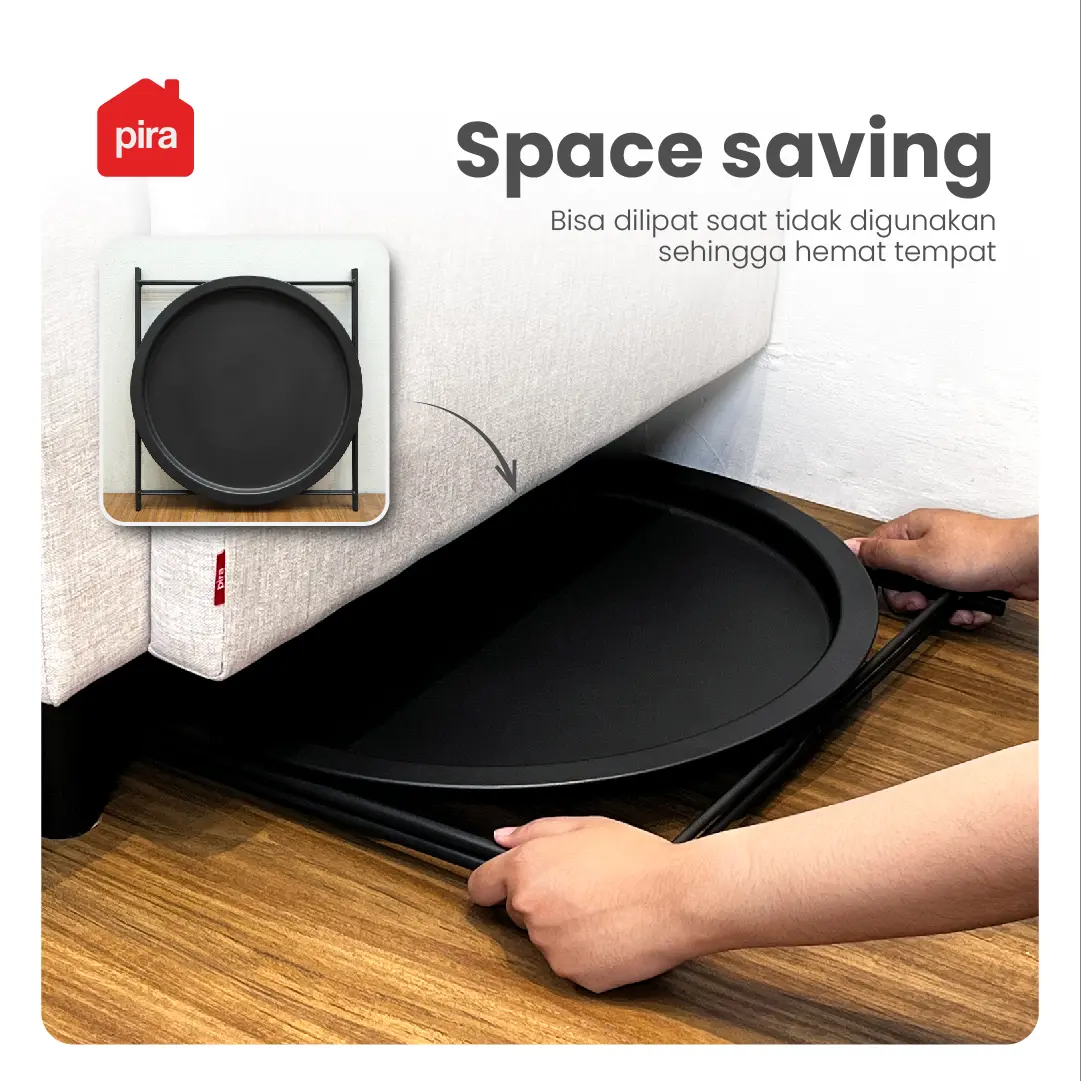 PIRA - NETA MET47 MEJA LIPAT / MEJA PORTABLE / MEJA SAMPING / MEJA NAKAS / MEJA TAMU / MEJA TERAS warna BLACK - PIRA - foto 3