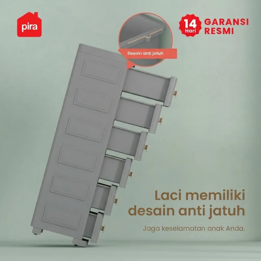 PIRA METROPOLIS - FUKU PCH6 LEMARI LACI / LACI PLASTIK / LEMARI SUSUN PLASTIK / LEMARI BAYI / LEMARI PAKAIAN ANAK warna GREY - PIRA METROPOLIS - foto 6