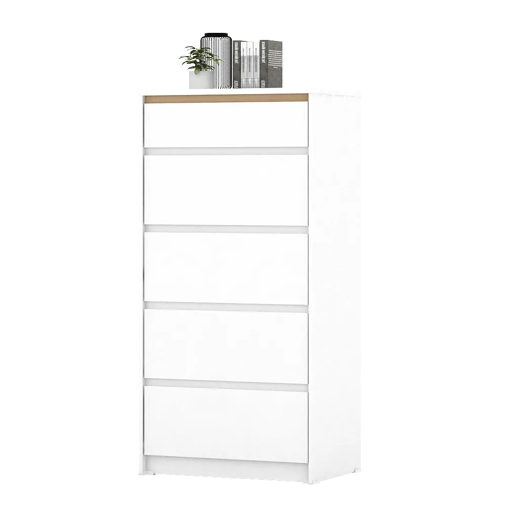 PIRA METROPOLIS OX -  HIRO CH5 LEMARI LACI 5 SUSUN warna WHITE - PRO OAK - PIRA METROPOLIS OX - foto 3