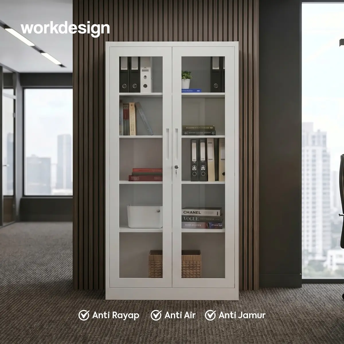 WORKDESIGN BURO AVA MBC 2 FG RAK BUKU BESI / LEMARI ARSIP KANTOR warna WHITE - WORKDESIGN - foto 2