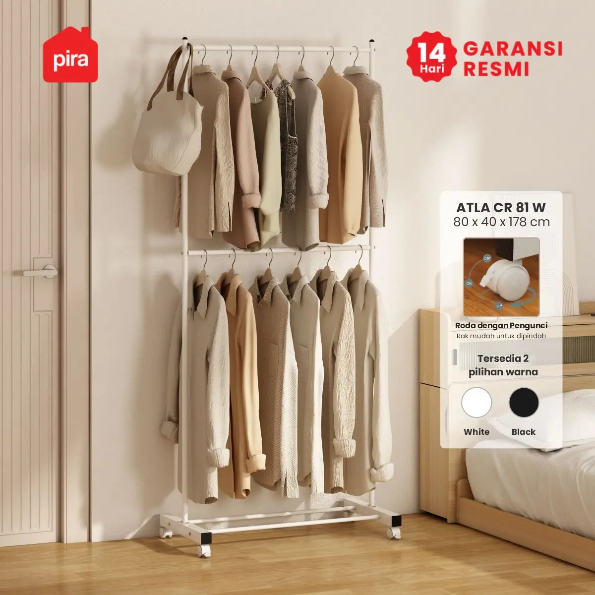 PIRA - ATLA CR 81 W RAK GANTUNG / RAK BAJU GANTUNG warna WHITE - PIRA - foto 1