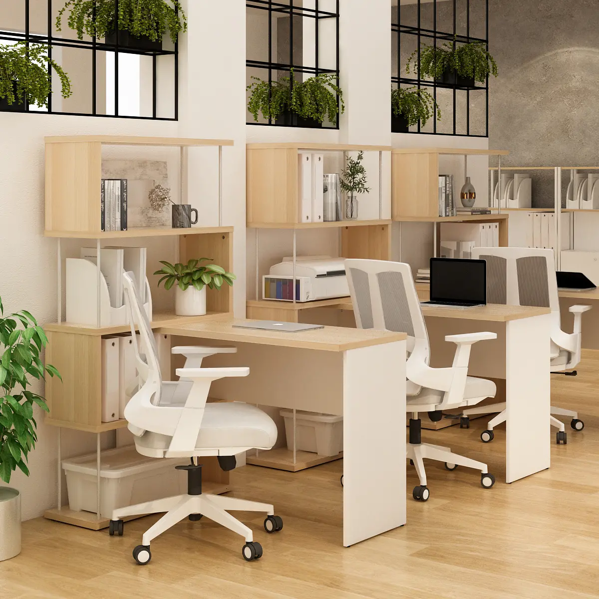 PIRA - ZACK DK 80 MEJA KERJA / MEJA BELAJAR DENGAN RAK BUKU warna PRO OAK - WHITE SM - PIRA - foto 5