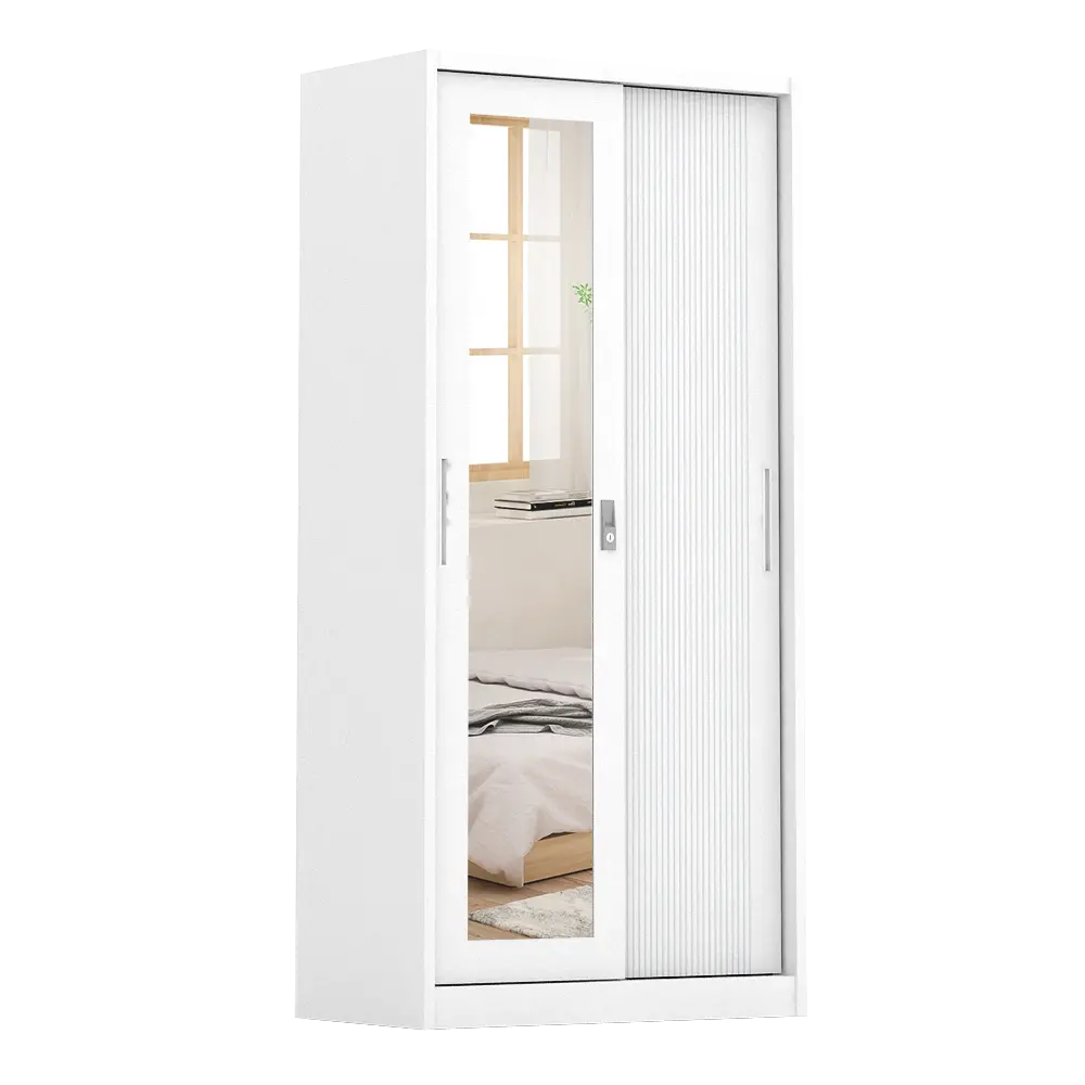 PIRA - LINIO 90A N MWDSL LEMARI PAKAIAN BESI SLIDING / PINTU GESER warna WHITE - PIRA - foto 2