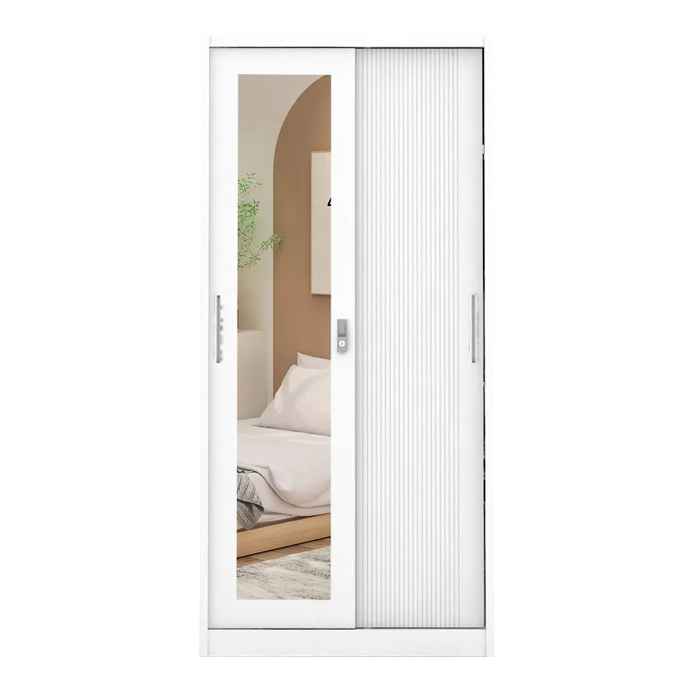 PIRA - LINIO 90A N MWDSL LEMARI PAKAIAN BESI SLIDING / PINTU GESER warna WHITE - PIRA - foto 3