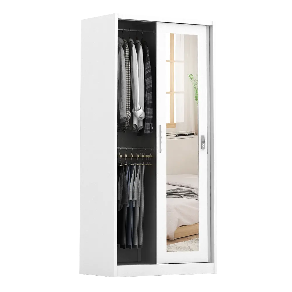 PIRA - LINIO 90A N MWDSL LEMARI PAKAIAN BESI SLIDING / PINTU GESER warna WHITE - PIRA - foto 4