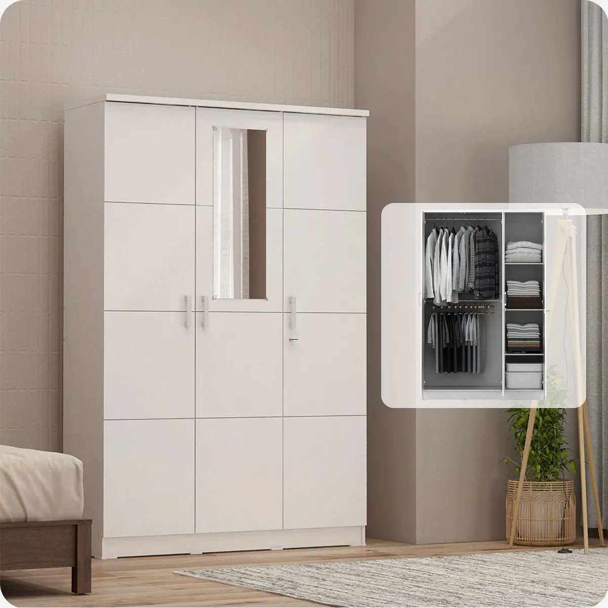 PIRA METROPOLIS -  ALBA BAZ 3P LEMARI PAKAIAN 3 PINTU warna WHITE - METROPOLIS - foto 2