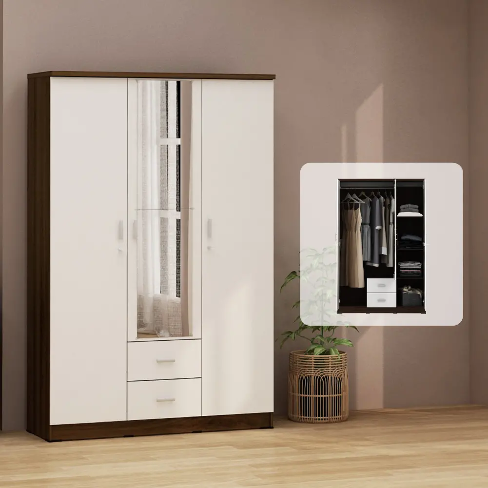 PIRA METROPOLIS OX - ASTA 3PL LEMARI PAKAIAN 3 PINTU warna AMERICAN WALNUT - WHITE - PIRA METROPOLIS OX - foto 11