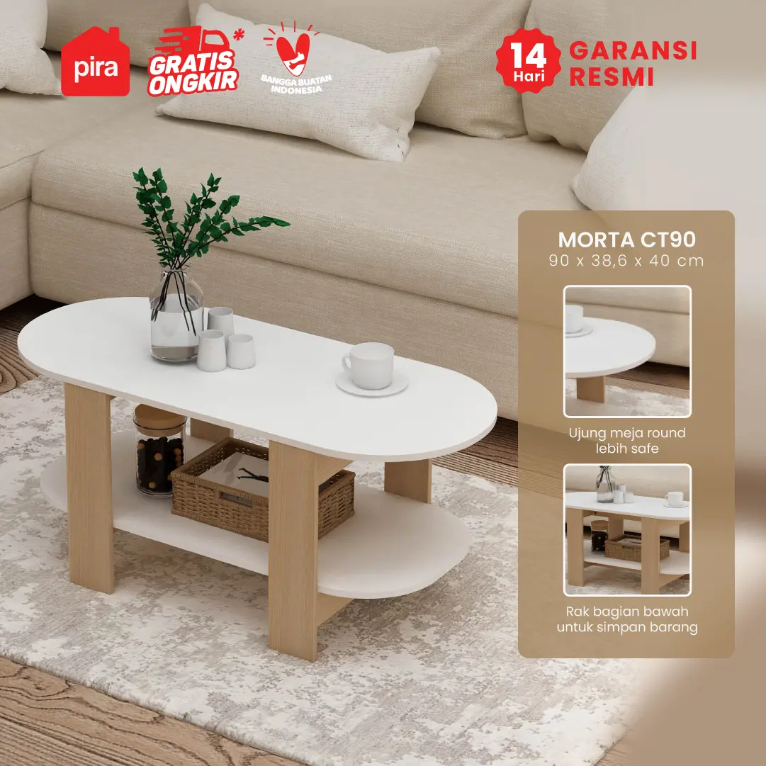 PIRA METROPOLIS - MORTA CT90 MEJA TAMU warna WHITE - PRO OAK - PIRA METROPOLIS - foto 1