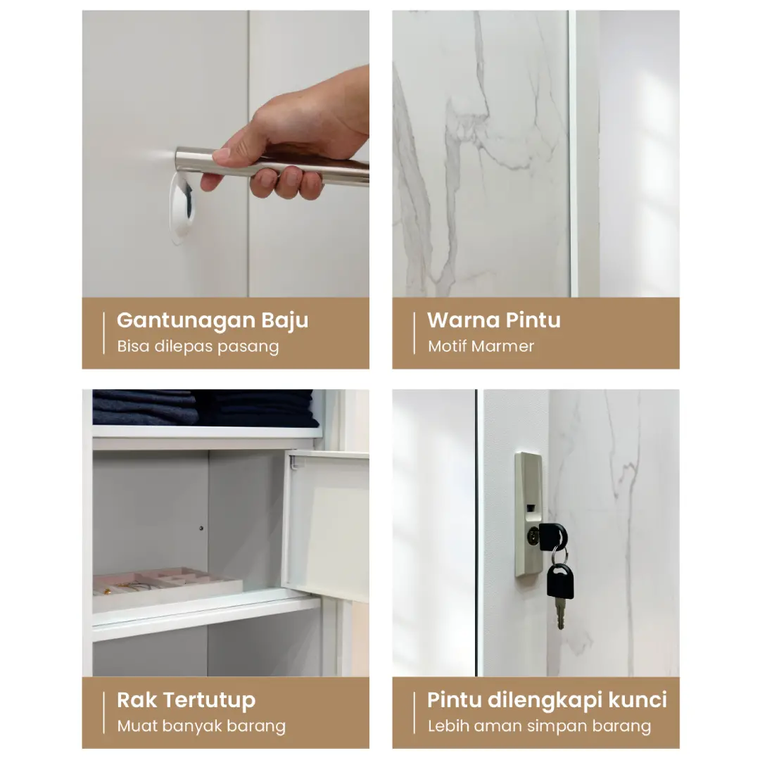 PIRA -  CATTA 6P FGD MWD LEMARI PAKAIAN BESI 6 PINTU DENGAN LACI DAN LED warna WHITE - PIRA - foto 6