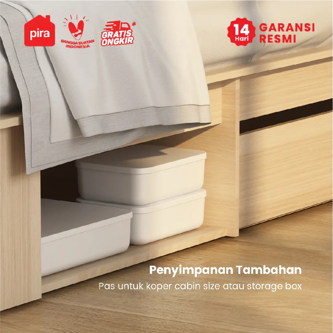 PIRA - MORGAN BD 180 DIPAN / RANJANG / TEMPAT TIDUR DENGAN LACI PENYIMPANAN warna PRO OAK - PIRA - foto 3