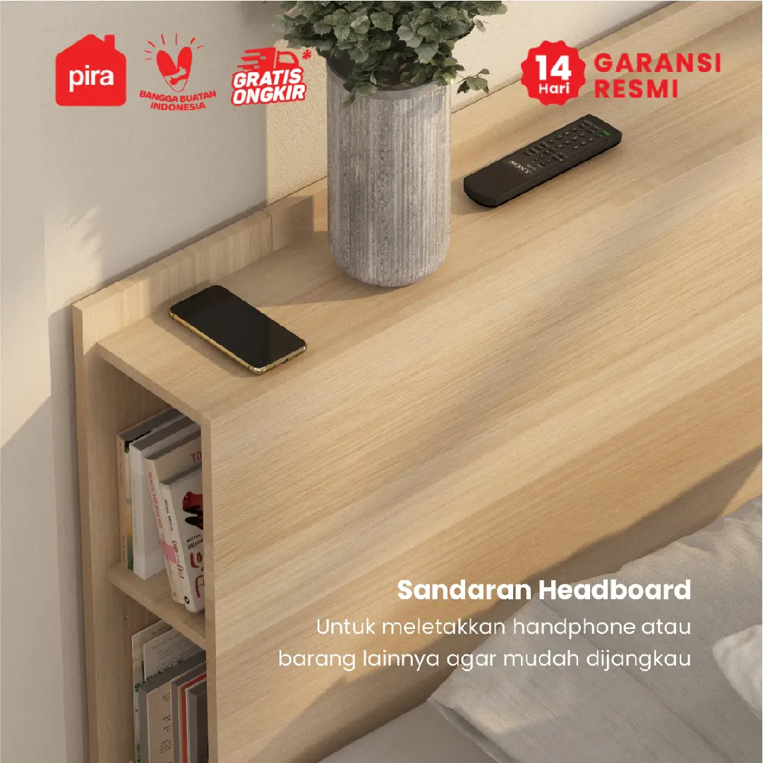 PIRA - MORGAN BD 180 DIPAN / RANJANG / TEMPAT TIDUR DENGAN LACI PENYIMPANAN warna PRO OAK - PIRA - foto 5