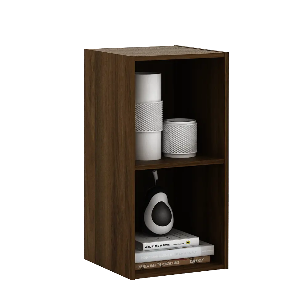 PIRA METROPOLIS - HAKO SU 2X1 RAK 2 SUSUN / RAK SUSUN SERBAGUNA / RAK BUKU warna BROWN WALNUT - PIRA METROPOLIS - foto 4