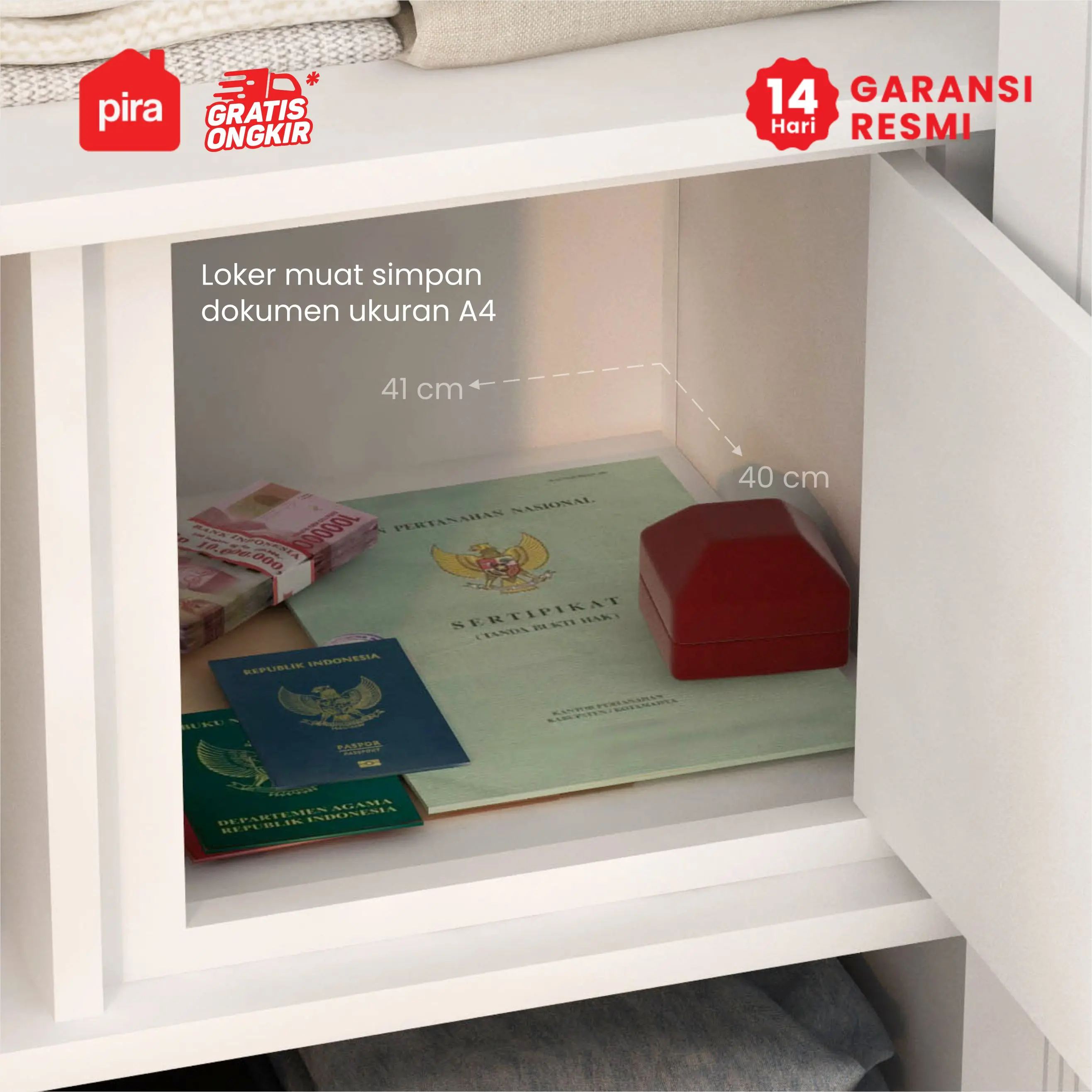PIRA -  LINIO 3BL MWD LEMARI PAKAIAN BESI 3 PINTU / LEMARI KECIL / LEMARI PAKAIAN ANAK warna WHITE - LIGHT GREY - PIRA - foto 4