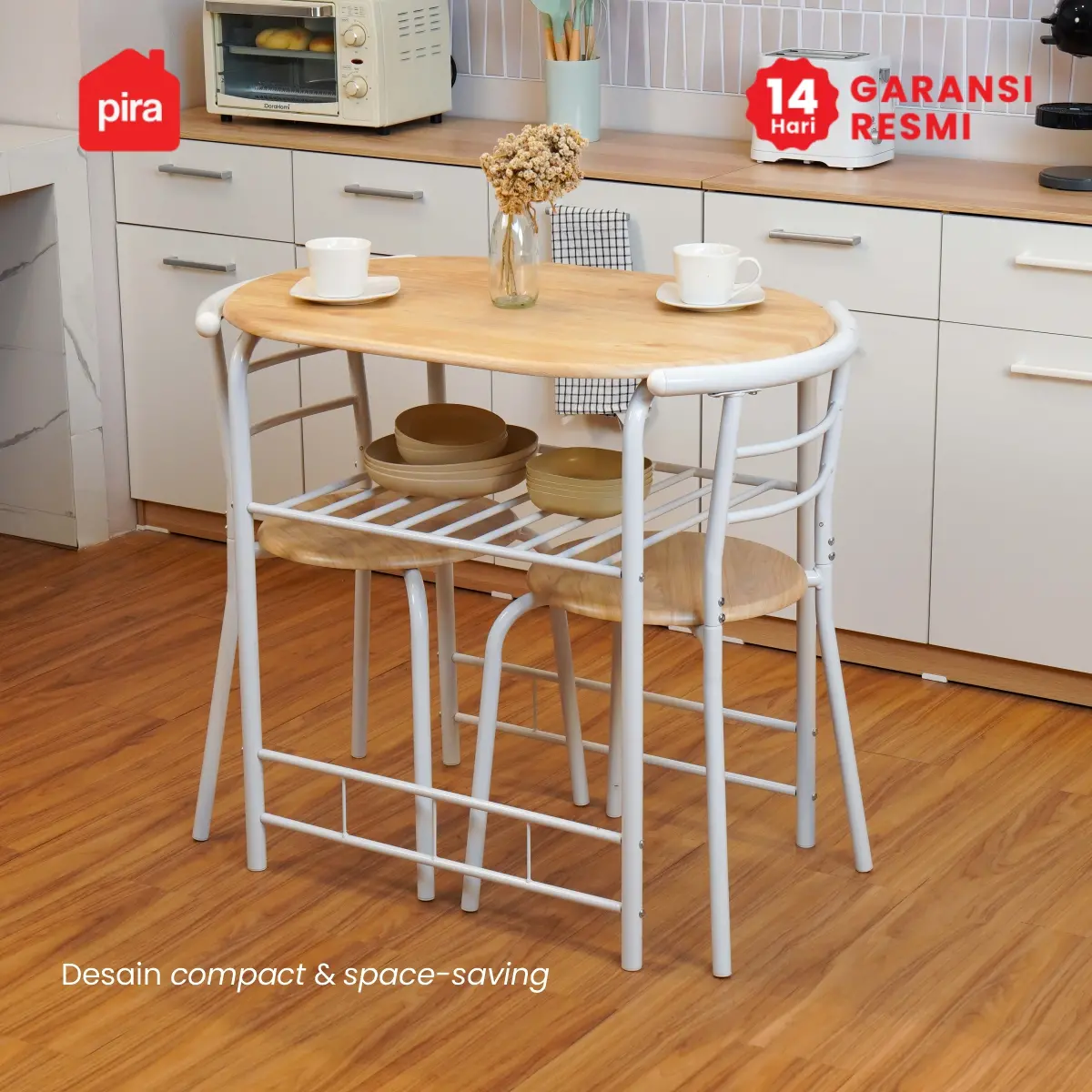 PIRA - SWAN DTS SET MEJA MAKAN DENGAN 2 SET KURSI warna PRO OAK - WHITE - PIRA METROPOLIS - foto 2