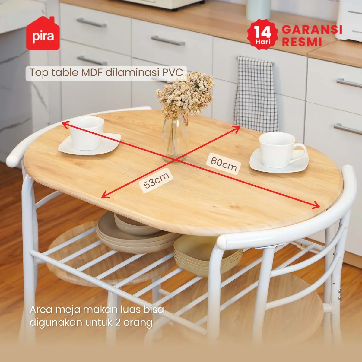 PIRA - SWAN DTS SET MEJA MAKAN DENGAN 2 SET KURSI warna PRO OAK - WHITE - PIRA METROPOLIS - foto 4