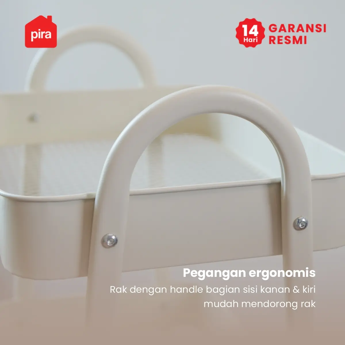 PIRA - MIKU MKT3 RAK TROLI / RAK PENYIMPANAN / RAK SERBAGUNA / RAK BESI 3 SUSUN DENGAN RODA warna CREAM - PIRA - foto 4