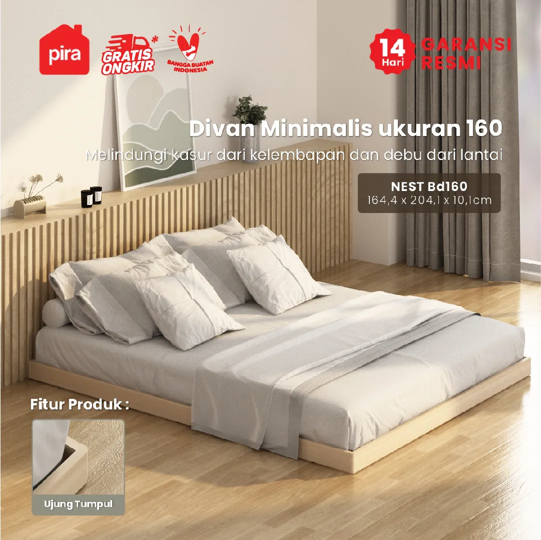 PIRA - NEST BD160 DIPAN LESEHAN / ALAS TEMPAT TIDUR / TATAKAN DIPAN / RANJANG warna PRO OAK - PIRA - foto 1