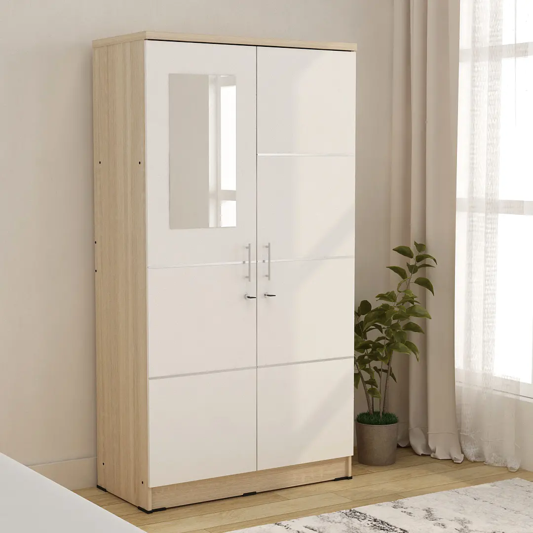PIRA METROPOLIS - ALBA 2PM LT LEMARI PAKAIAN MEDIUM 2 PINTU warna SONOMA OAK - WHITE - WHITE - METROPOLIS - foto 9