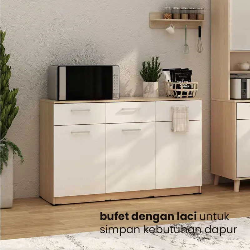 PIRA METROPOLIS OX - ARUNA SB121 BUFET / RAK DAPUR / KITCHEN SET BAWAH DAPUR / LEMARI DAPUR warna PRO OAK - WHITE - PIRA METROPOLIS OX - foto 2