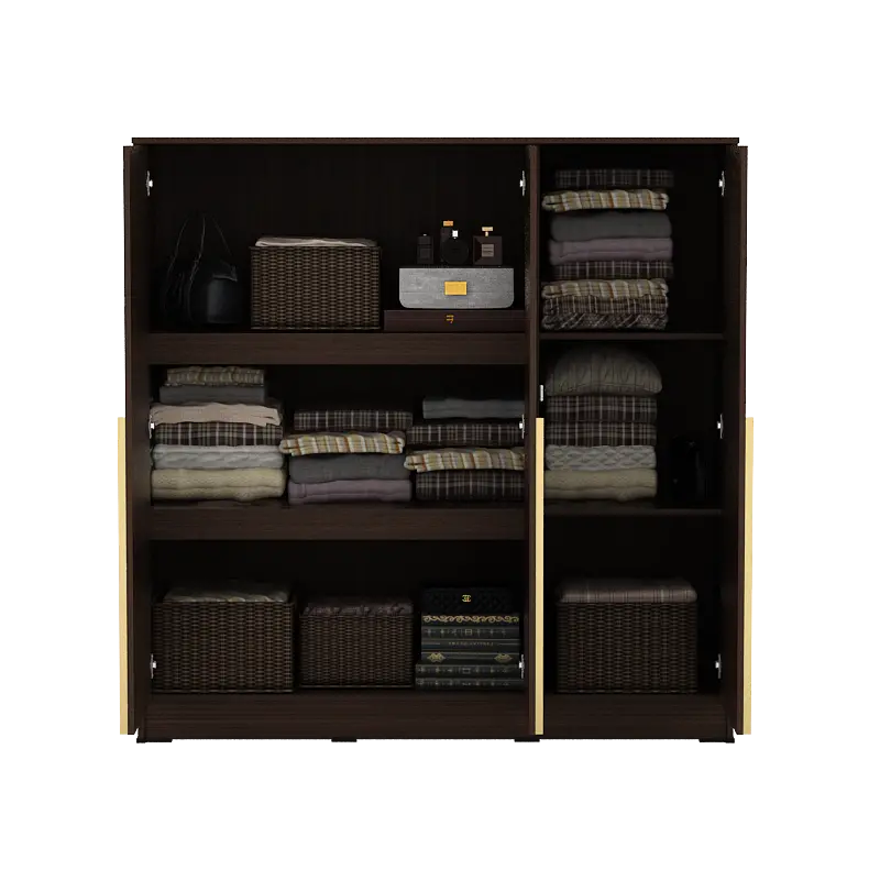 PIRA METROPOLIS - YONA BLS120 LEMARI PAKAIAN 3 PINTU FULL RAK warna AMERICAN WALNUT - GOLD HAIRLINE - PIRA METROPOLIS - foto 5