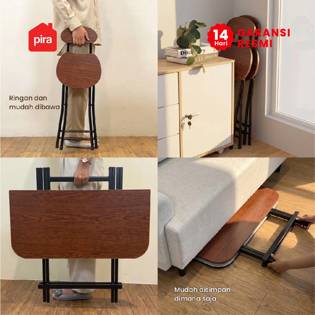 PIRA - COMPACT FT100 MEJA MAKAN / MEJA LIPAT / MEJA TERAS / MEJA CAFE / KURSI MAKAN / KURSI LIPAT / MEJA MAKAN SET KURSI warna BROWN WOOD - PIRA - foto 6