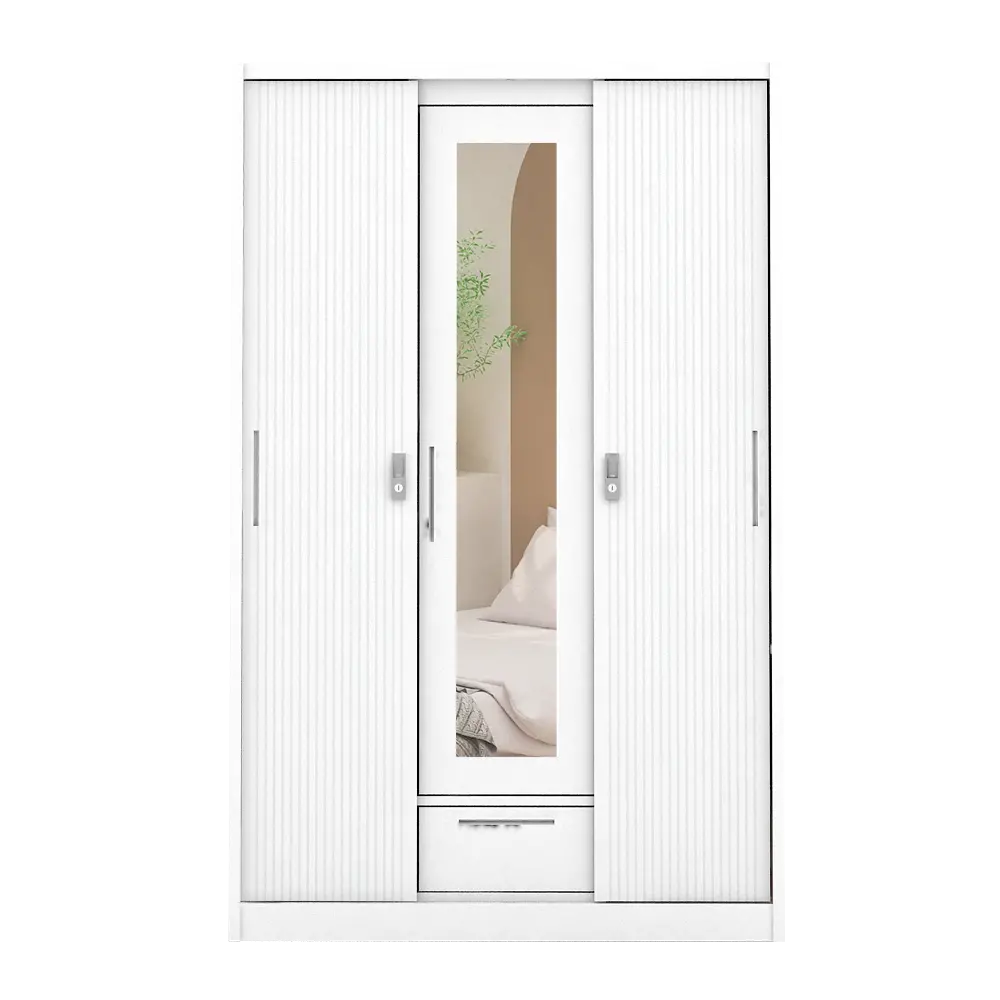 PIRA - LINIO 3A SSL MWD LEMARI PAKAIAN BESI 3 PINTU SLIDING / PINTU GESER warna WHITE - PIRA - foto 3