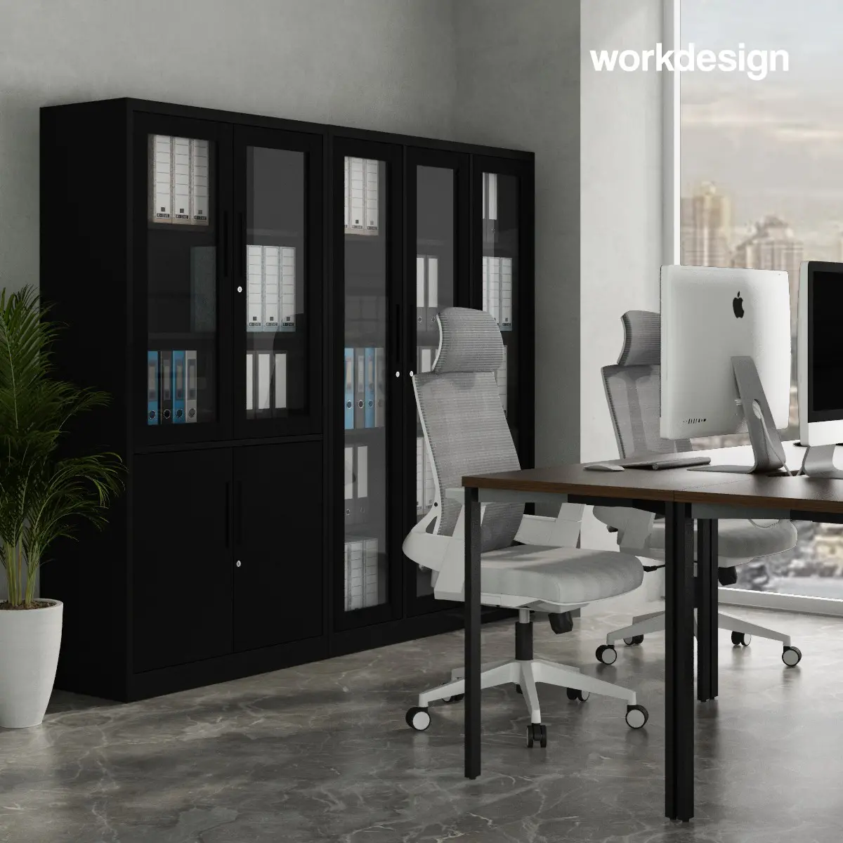 WORKDESIGN BURO AVA MBC 2 HG RAK BUKU BESI / LEMARI ARSIP KANTOR warna BLACK - WORKDESIGN - foto 3