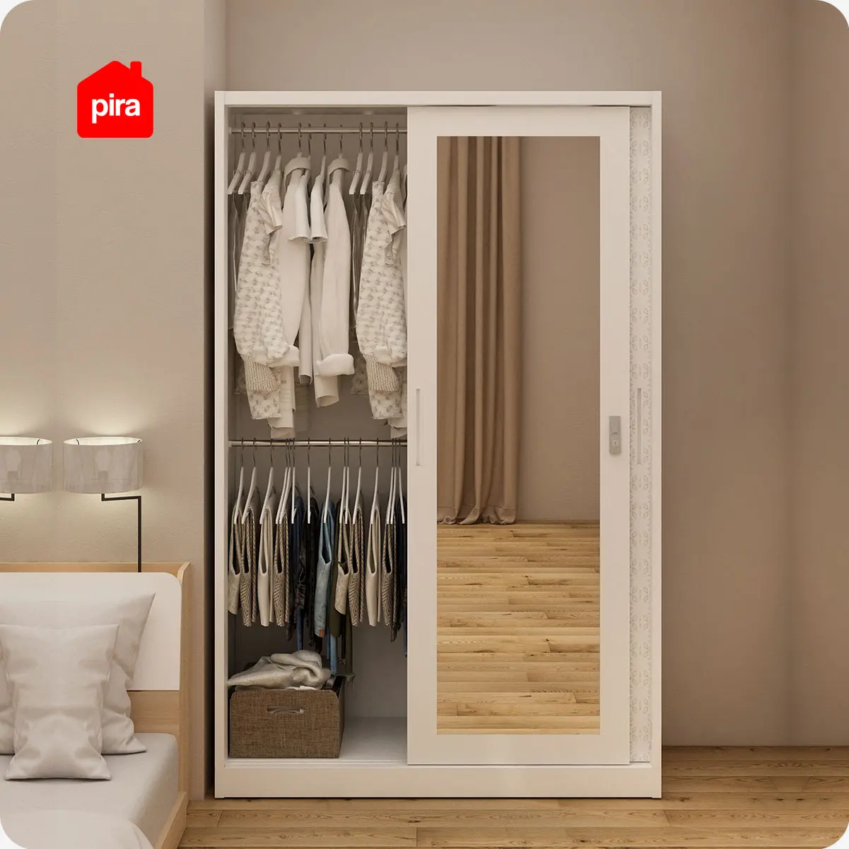 PIRA METROPOLIS -  VILO 120 A MWDSL LEMARI PAKAIAN BESI SLIDING / PINTU GESER warna WHITE - METROPOLIS - foto 3