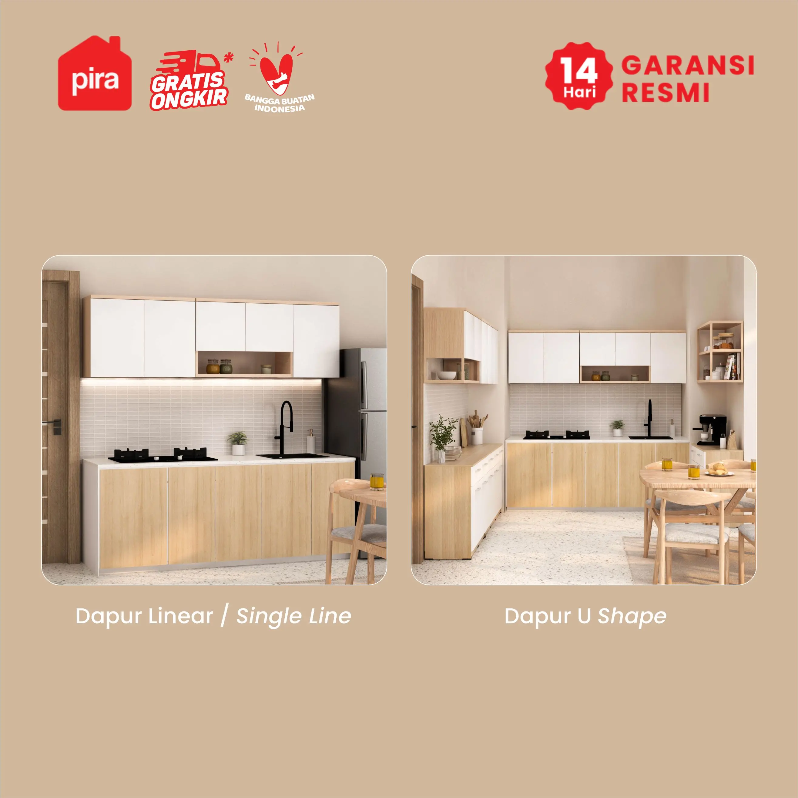 PIRA -  CUISI MKCWU KITCHEN SET / RAK DAPUR BESI / LEMARI DAPUR BESI / RAK DAPUR warna PRO OAK - WHITE - PIRA - foto 5