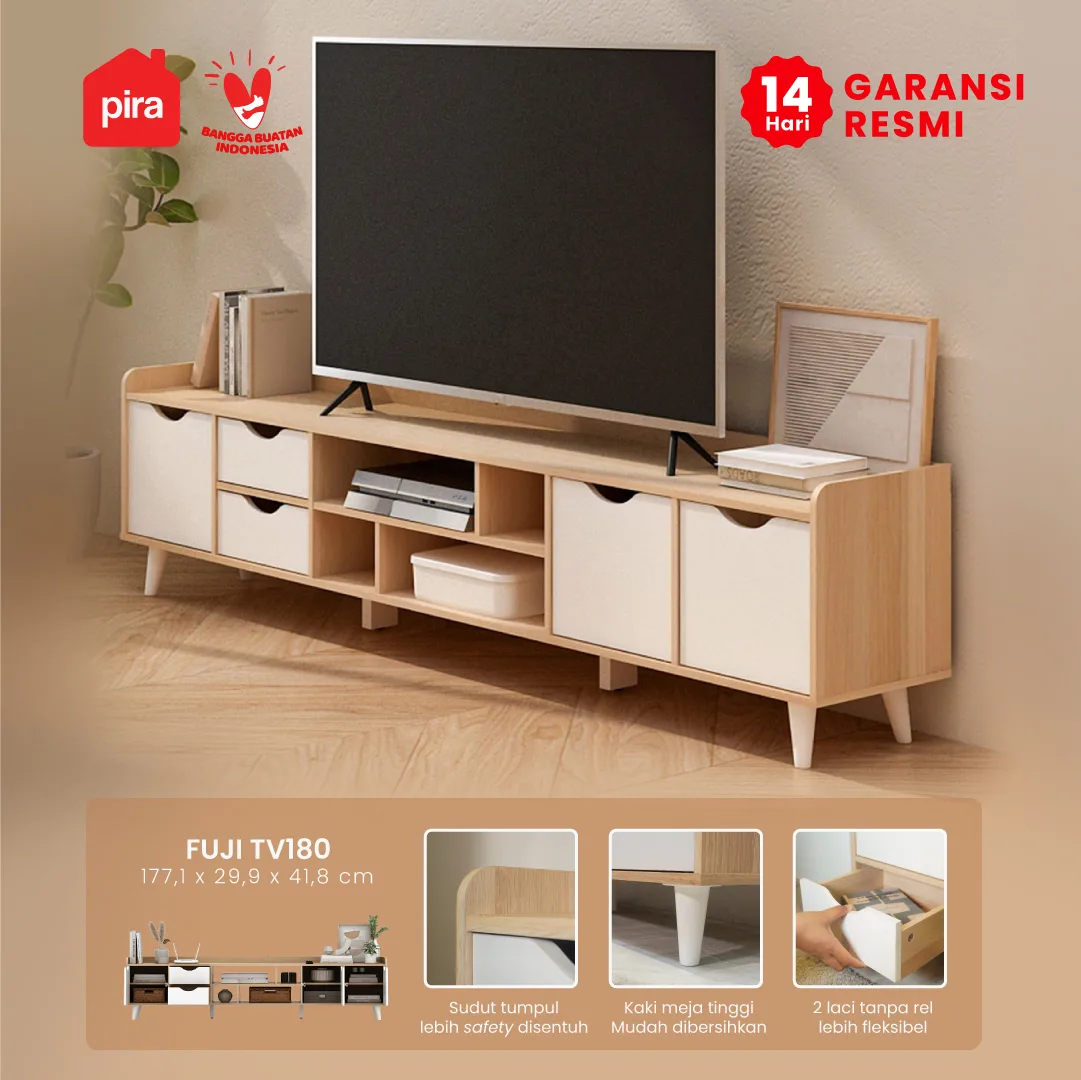 PIRA METROPOLIS OX - FUJI TV180 MEJA TV / RAK TV / LEMARI TV warna PRO OAK - WHITE - PIRA METROPOLIS OX - foto 1