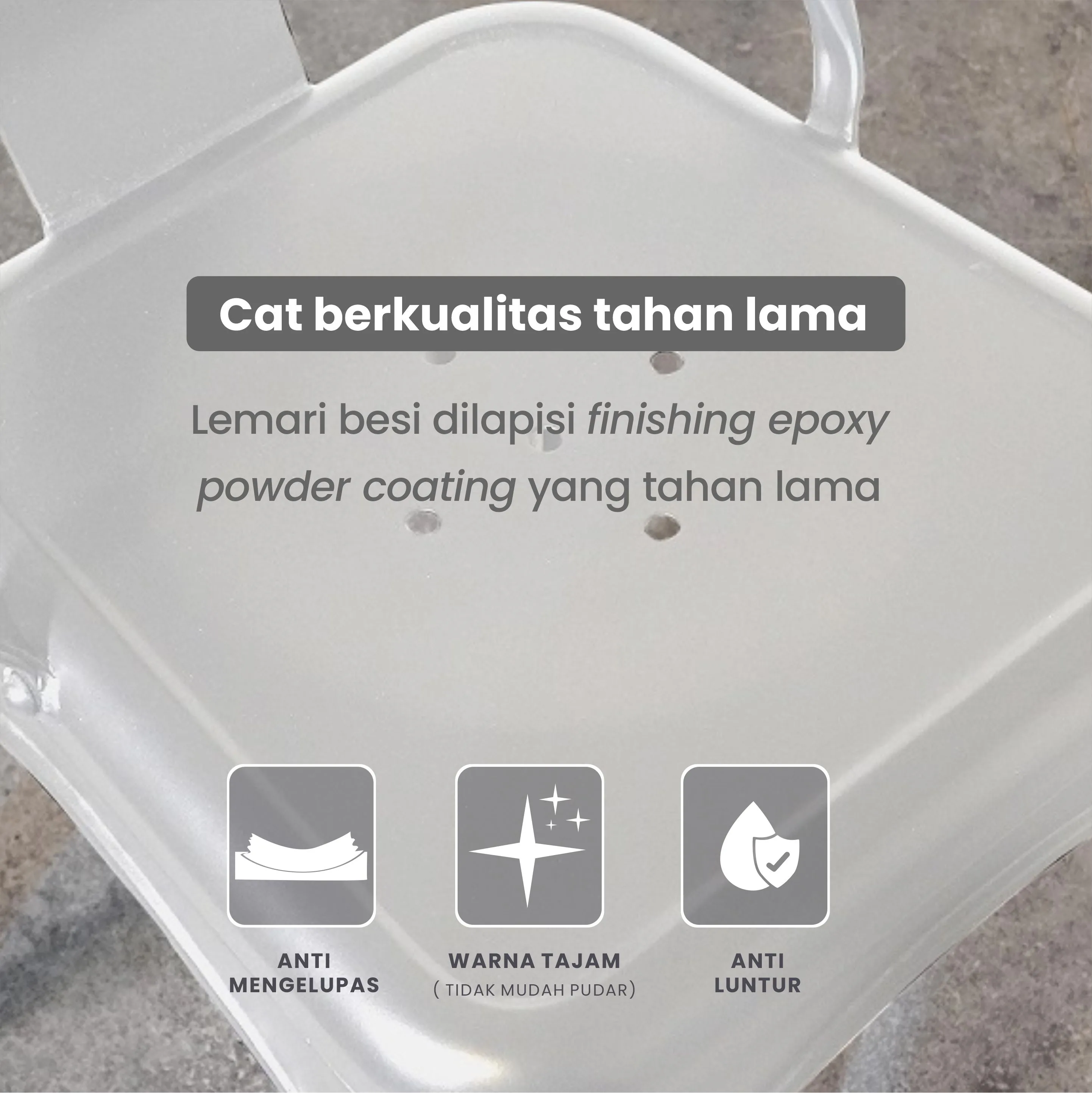 PIRA - KORG LC KURSI CAFE / KURSI BESI / KURSI MAKAN / KURSI OUTDOOR / BANGKU BESI warna WHITE - PIRA - foto 4