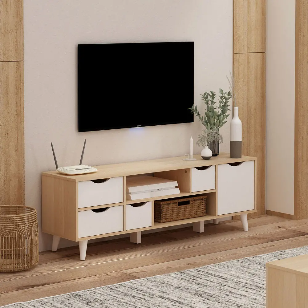 PIRA METROPOLIS OX -  FUJI TV120 MEJA TV / RAK TV MINIMALIS warna PRO OAK - WHITE - PIRA METROPOLIS OX - foto 7
