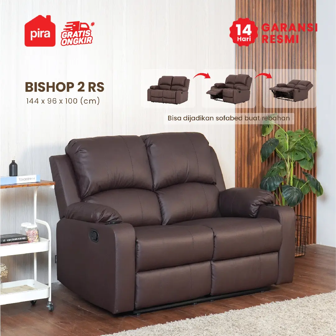 PIRA - BISHOP 2 RS SOFA RECLINER / SOFA 2 SEAT warna DARK BROWN - BAVARIAN - foto 1