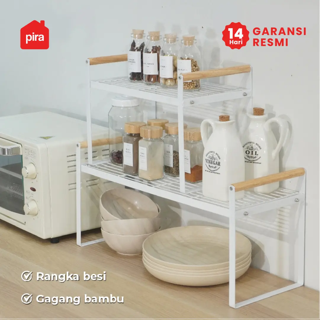 PIRA HOME - KAWA XL RB RAK PENYIMPANAN SERBAGUNA / RAK DAPUR / RAK BUMBU / RAK SUSUN BESI warna WHITE - PIRA HOME - foto 1