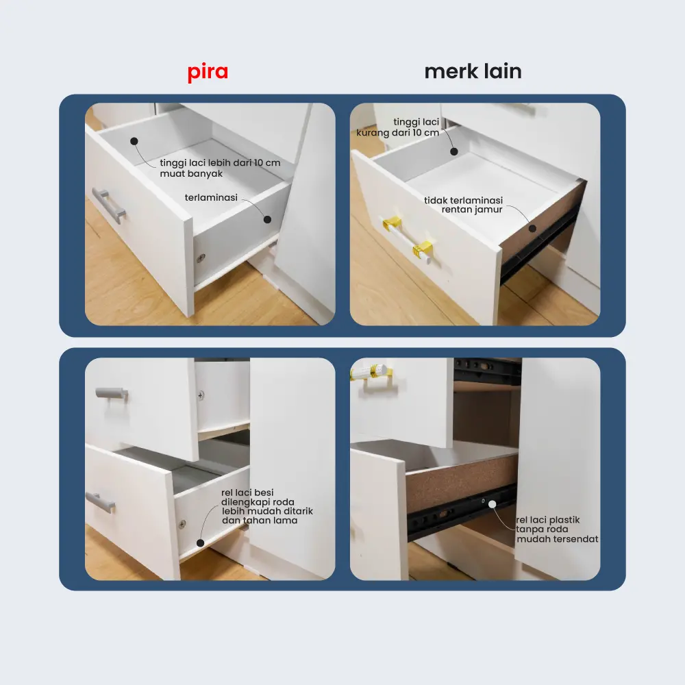 PIRA - IOWA WD164 SSL GL LEMARI PAKAIAN PINTU GESER warna WHITE GL - BLACK GL - PIRA - foto 3