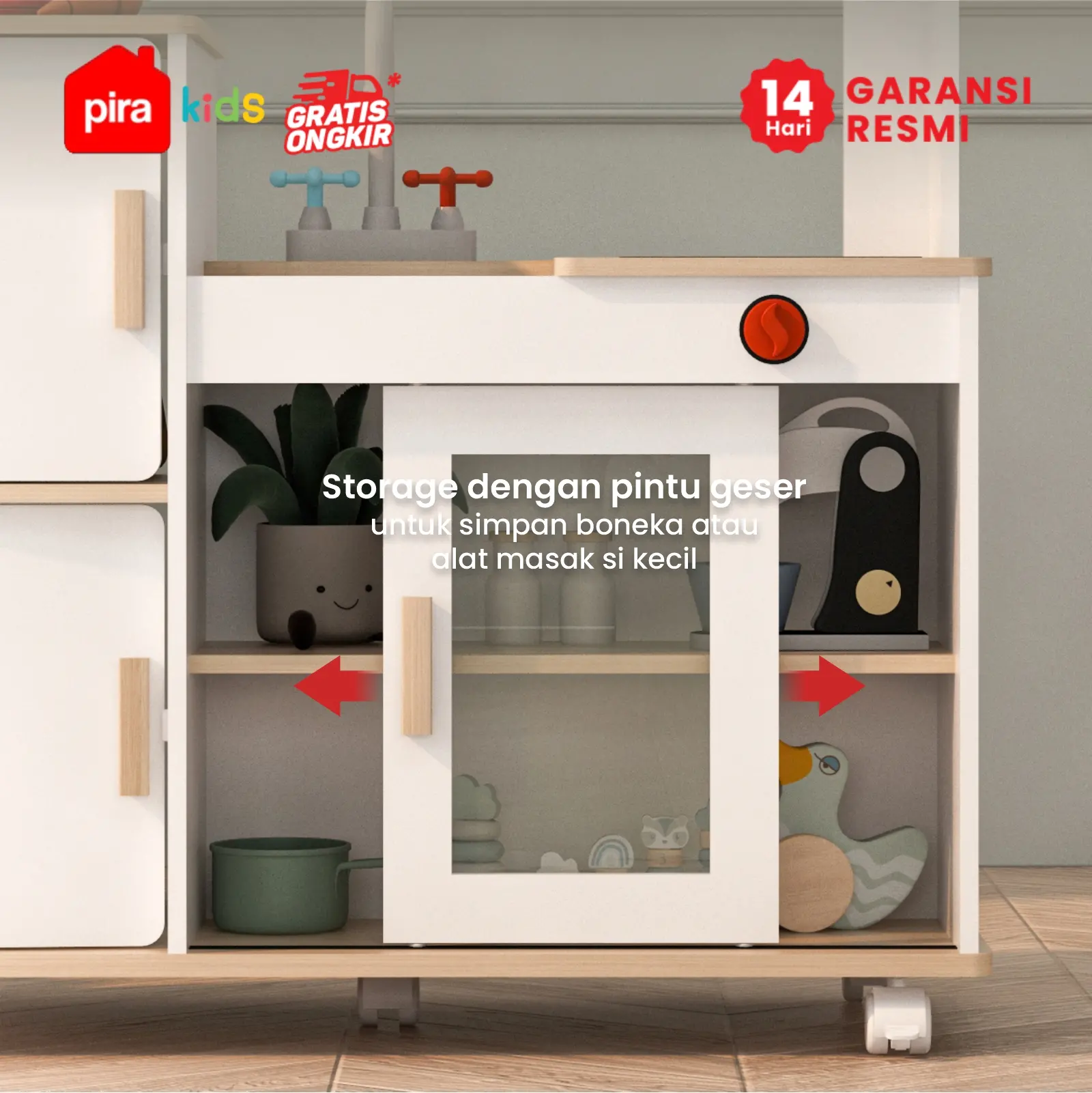 PIRA KIDS -  MORI SHOP PP PRETEND PLAY TOKO JUALAN / MARKET BOOTH / GEROBAK WARUNG MAINAN ANAK warna WHITE SM - PRO OAK - PIRA METROPOLIS - foto 6