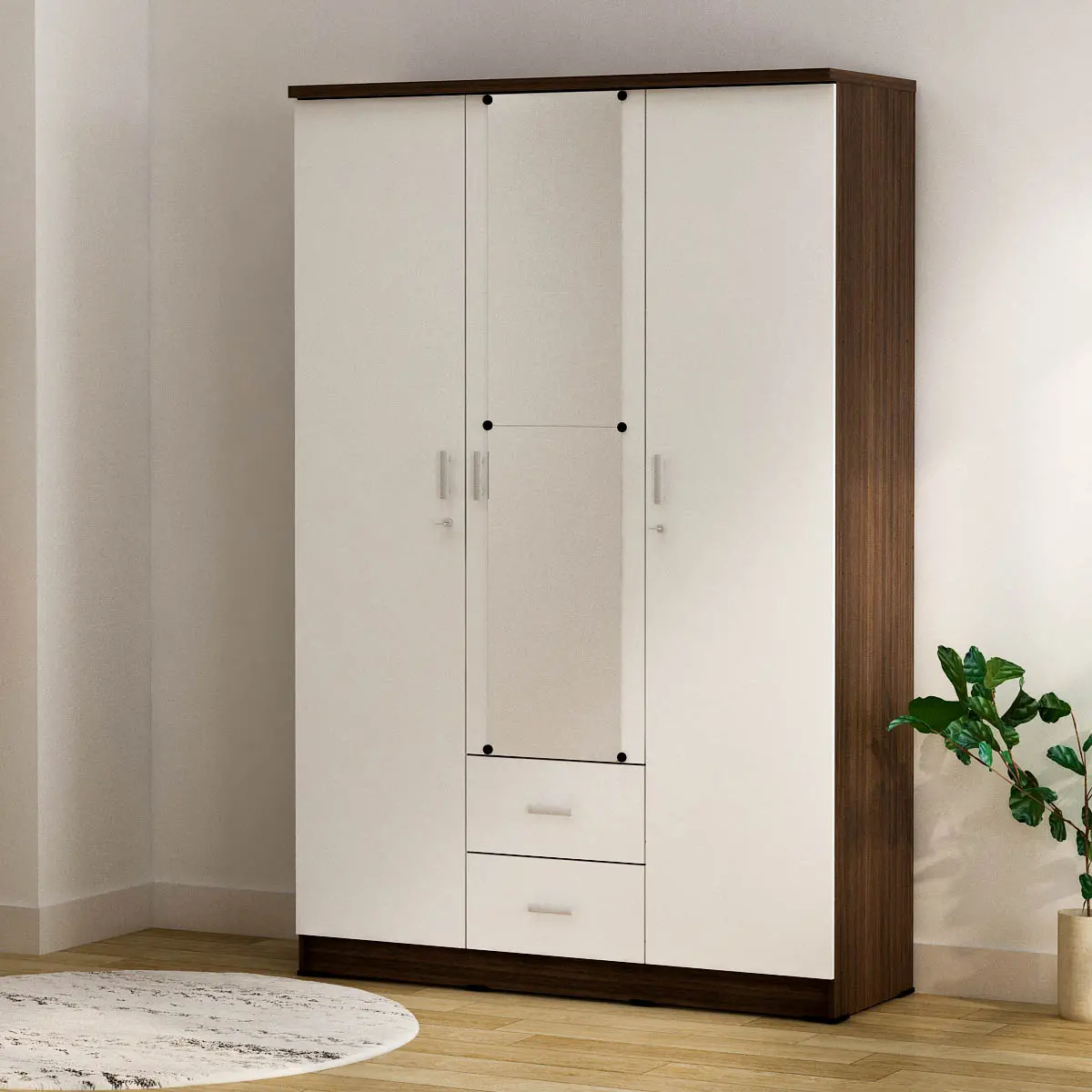 PIRA METROPOLIS OX - ASTA 3PL LEMARI PAKAIAN 3 PINTU warna AMERICAN WALNUT - WHITE - PIRA METROPOLIS OX - foto 5