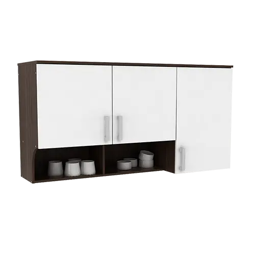 PIRA METROPOLIS - ALBA BAZ KC WU120 RB RAK DAPUR GANTUNG / RAK DINDING 3 PINTU DENGAN RAK BUMBU warna AMERICAN WALNUT - WHITE - METROPOLIS - foto 2