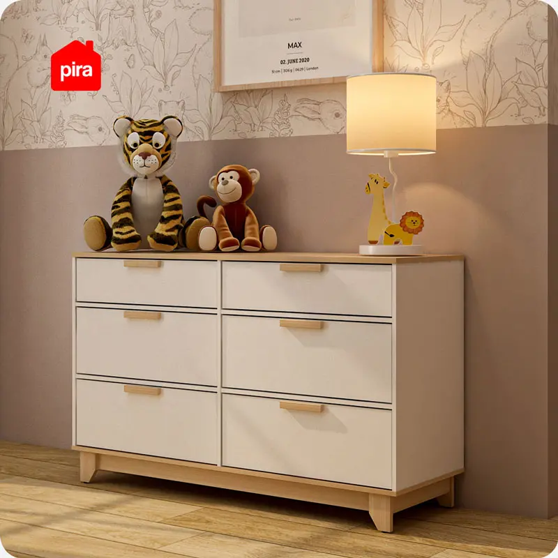 PIRA METROPOLIS -  BEN CH3+3 LEMARI LACI 3+3 SUSUN / KABINET warna PRO OAK - WHITE - PIRA METROPOLIS - foto 4