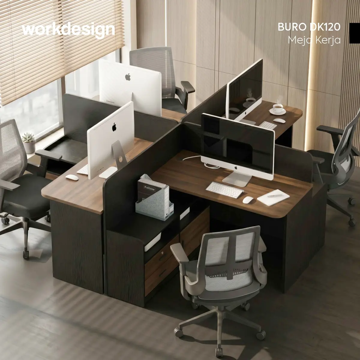 WORKDESIGN BURO DK120 MEJA KERJA / MEJA KANTOR / MEJA KERJA SUDUT warna BLACK OAK - WORKDESIGN - foto 2