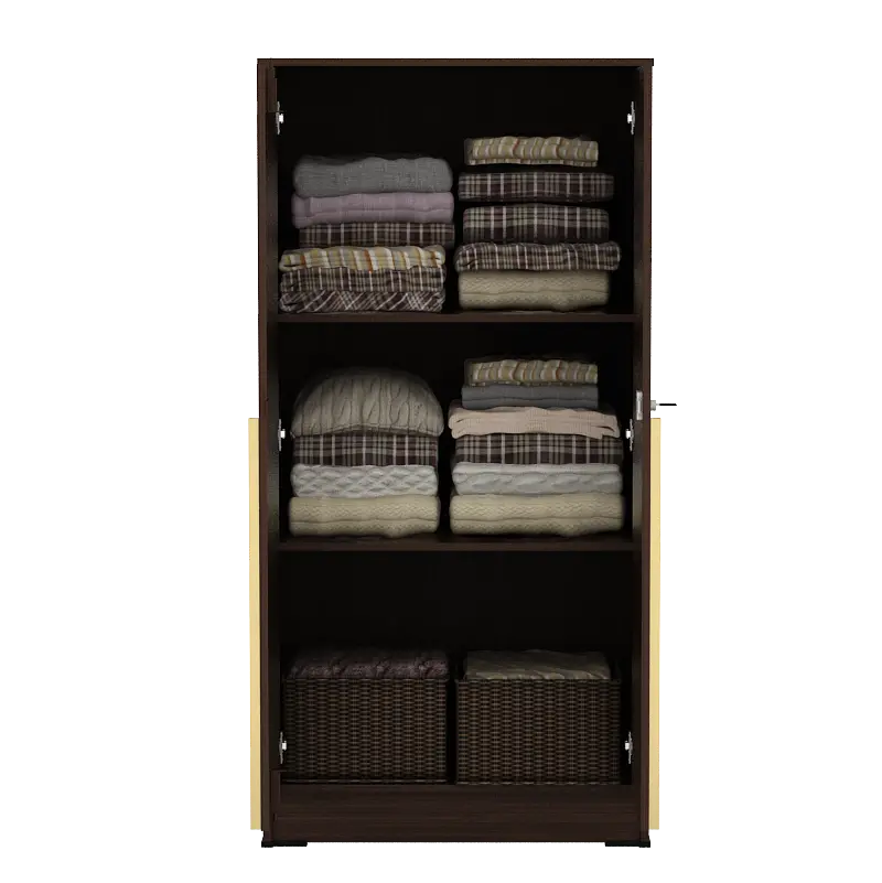 PIRA METROPOLIS - YONA BLS60 LEMARI PAKAIAN MEDIUM 2 PINTU FULL RAK warna AMERICAN WALNUT - GOLD HAIRLINE - PIRA METROPOLIS - foto 6