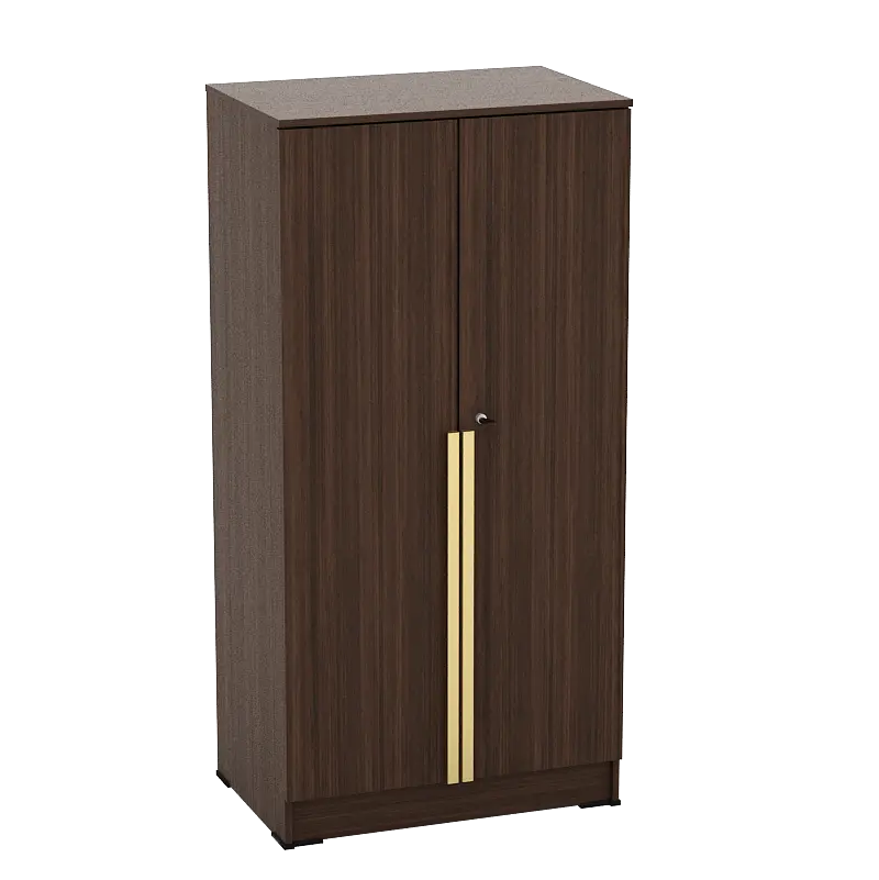 PIRA METROPOLIS - YONA BLS60 LEMARI PAKAIAN MEDIUM 2 PINTU FULL RAK warna AMERICAN WALNUT - GOLD HAIRLINE - PIRA METROPOLIS - foto 4