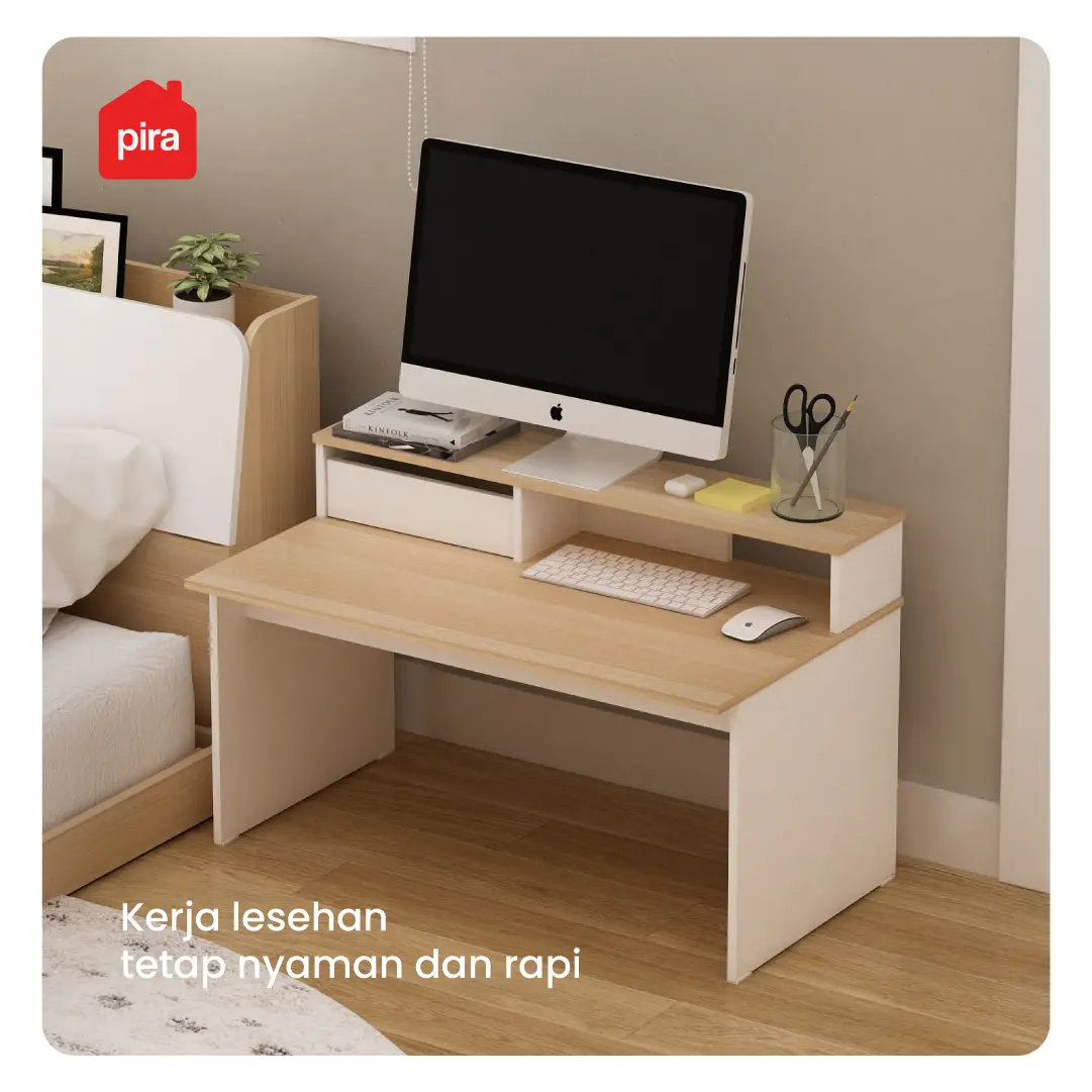 PIRA METROPOLIS OX -  MARU DESK MEJA BELAJAR / MEJA KOMPUTER / MEJA LESEHAN warna WHITE - PRO OAK - PIRA METROPOLIS OX - foto 3