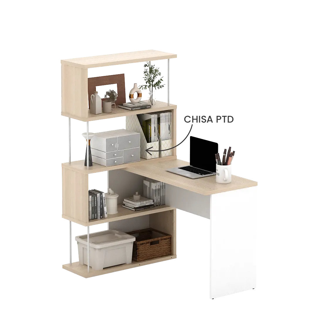 PIRA - ZACK DK 80 MEJA KERJA / MEJA BELAJAR DENGAN RAK BUKU warna PRO OAK - WHITE SM - PIRA - foto 14