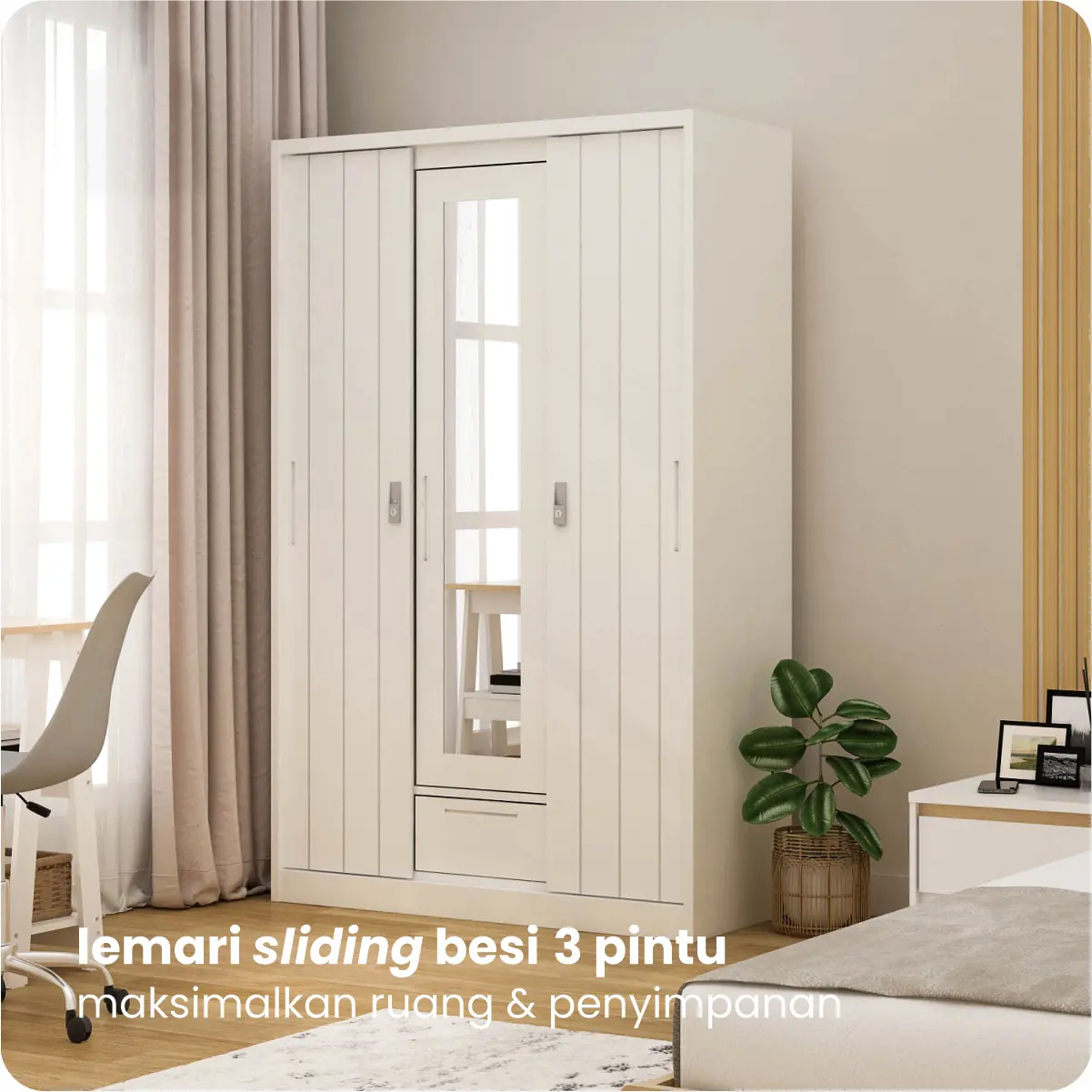 PIRA - SAXON 3 SSL MWD LEMARI PAKAIAN BESI 3 PINTU warna WHITE - BAVARIAN - foto 1