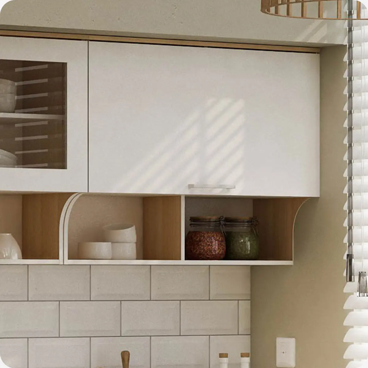 PIRA METROPOLIS OX - ARUNA KC WU80F RB RAK DAPUR / RAK GANTUNG DAPUR / KITCHEN SET ATAS 2 PINTU FLIP DENGAN RAK BUMBU warna WHITE - PRO OAK - PIRA METROPOLIS OX - foto 9