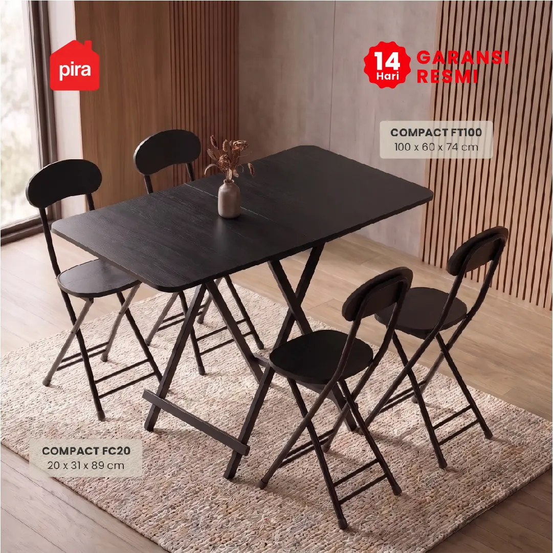 PIRA - COMPACT FT100 MEJA MAKAN / MEJA LIPAT / MEJA TERAS / MEJA CAFE / KURSI MAKAN / KURSI LIPAT / MEJA MAKAN SET KURSI warna BLACK OAK - PIRA - foto 2