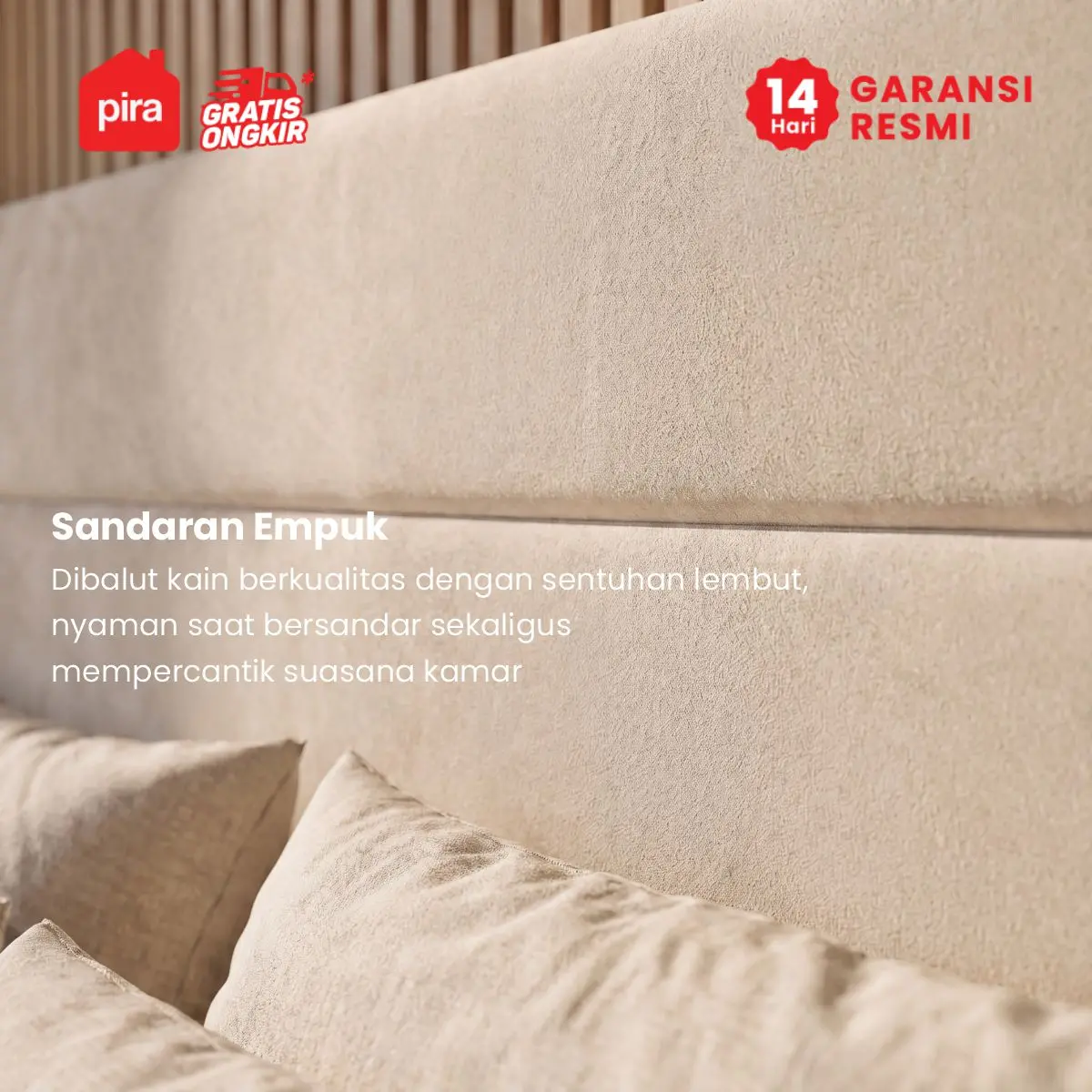 PIRA - PALMA BD200 PLATFORM BED / DIPAN / DIPAN TEMPAT TIDUR / RANJANG KASUR / DIPAN DENGAN LACI PENYIMPANAN warna CREAM - PIRA - foto 6
